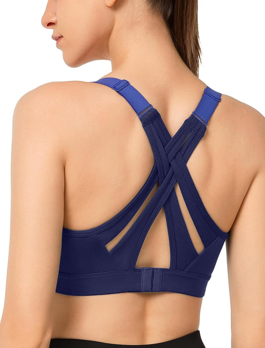 High Impact Yvette Sports Bra with Adjustable Criss Cross Back - Full Support and No Bounce for Large Busts