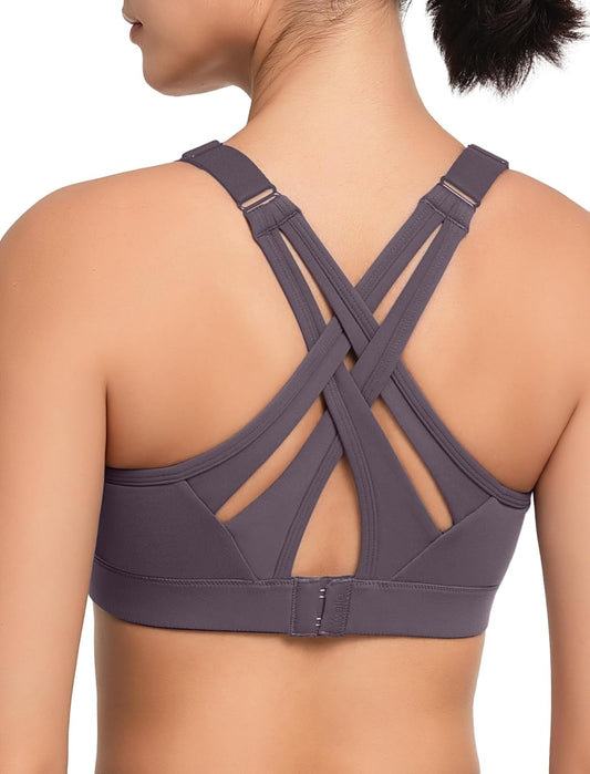 High Impact Yvette Sports Bra with Adjustable Criss Cross Back, Full Support for Large Busts - Say Goodbye to Bounce