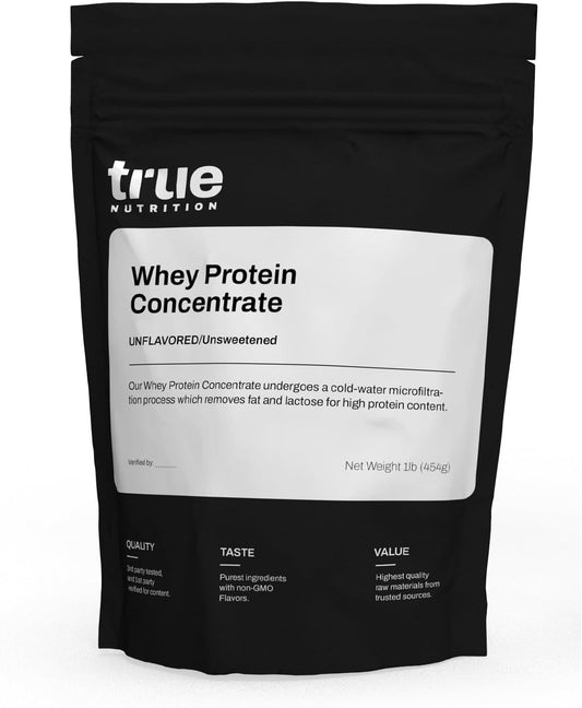 High Leucine Whey Protein Concentrate Powder - Fast-Acting Low Carb Formula - Essential Amino Acids - 1lb - Unflavored/Unsweetened