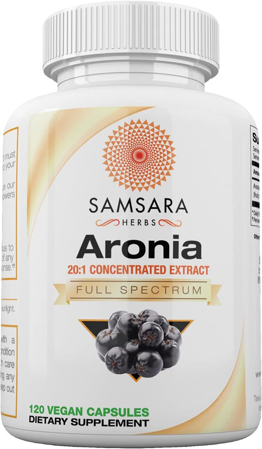 High ORAC Aronia Berry Extract Capsules - Antioxidant Polyphenols Supplement - Native American Superfood for Wellbeing - 120x500mg