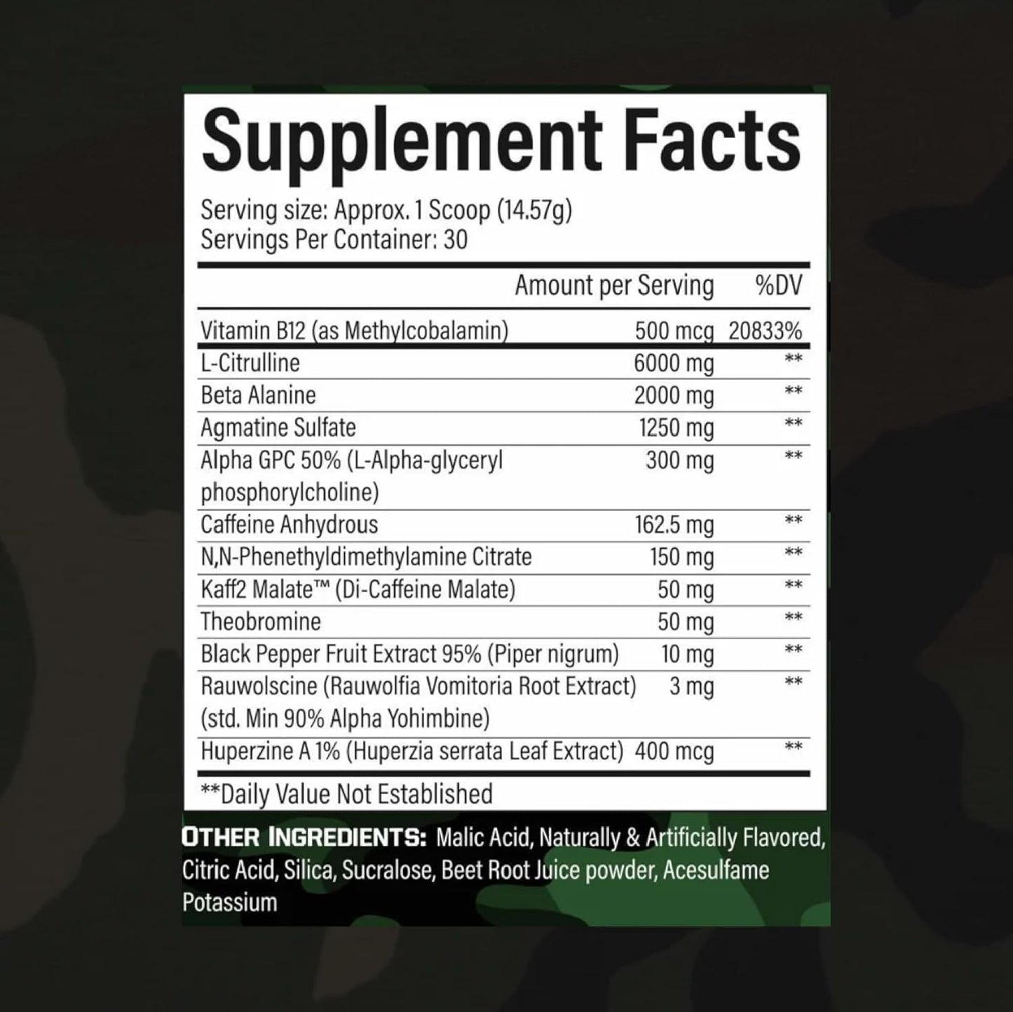 High-Performance Anabolic Army Preworkout Powder for Explosive Energy, Focus, and Muscle Pumps | Sports Nutrition Supplement with 30 Servings for Better Gym Performance and Recovery