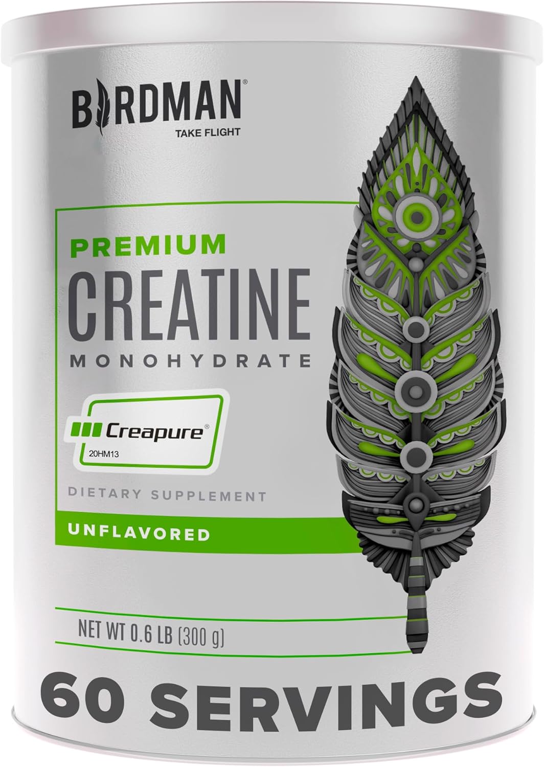 High Performance BIRDMAN High-Purity Unflavored Creatine Monohydrate Powder for Pre-Workout - 300g