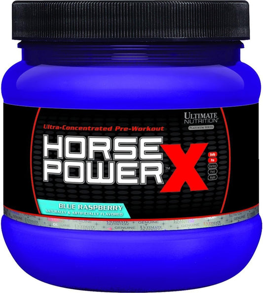 High Performance Horsepower X Preworkout Supplement with Creatine and B12 - 45 Servings, Blue Raspberry Flavor