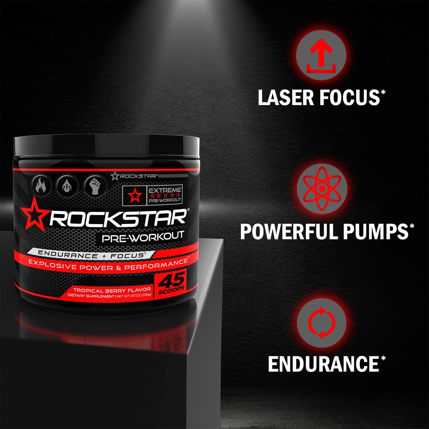 High Performance Pre-Workout Supplement for Focus, Endurance, Power, and Pump with L-Citrulline, L-Arginine, and Creatine - 45 Servings