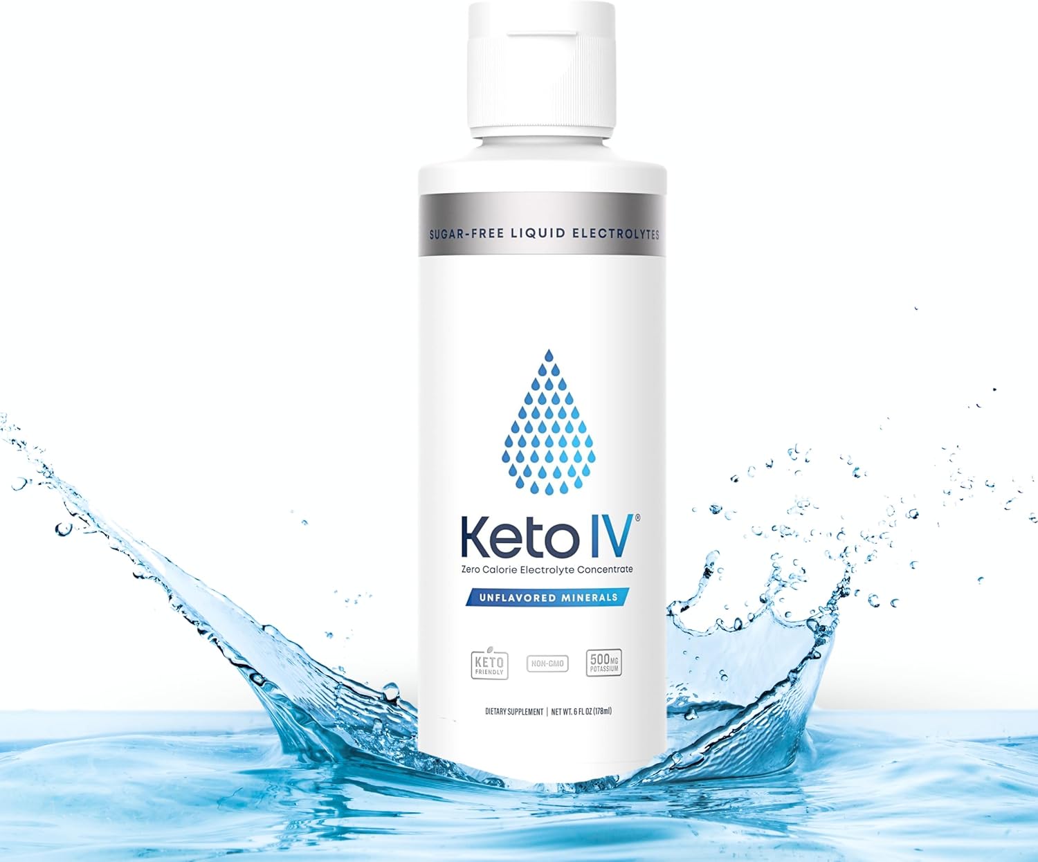 High Potassium Keto IV Electrolyte Drops with Magnesium, Sodium, and Zinc | Raw Mineral Flavor | Leak-Proof Dropper Bottle | 30 Servings
