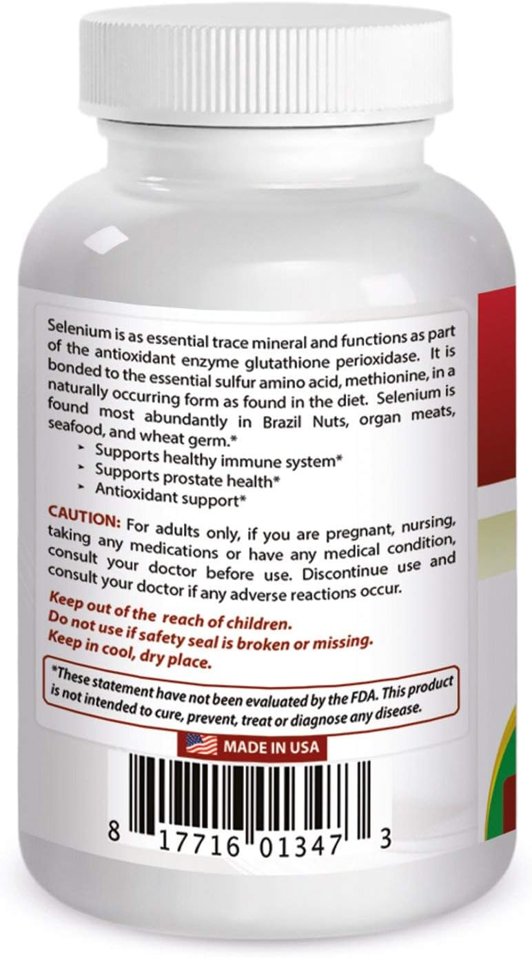 High Potency 200 mcg Selenium Supplement - 240 Capsules by Best Naturals