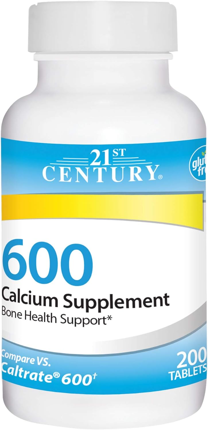 High Potency 21st Century Calcium Supplement, 600 Mg, 200 Count Bottle for Stronger Bones and Health