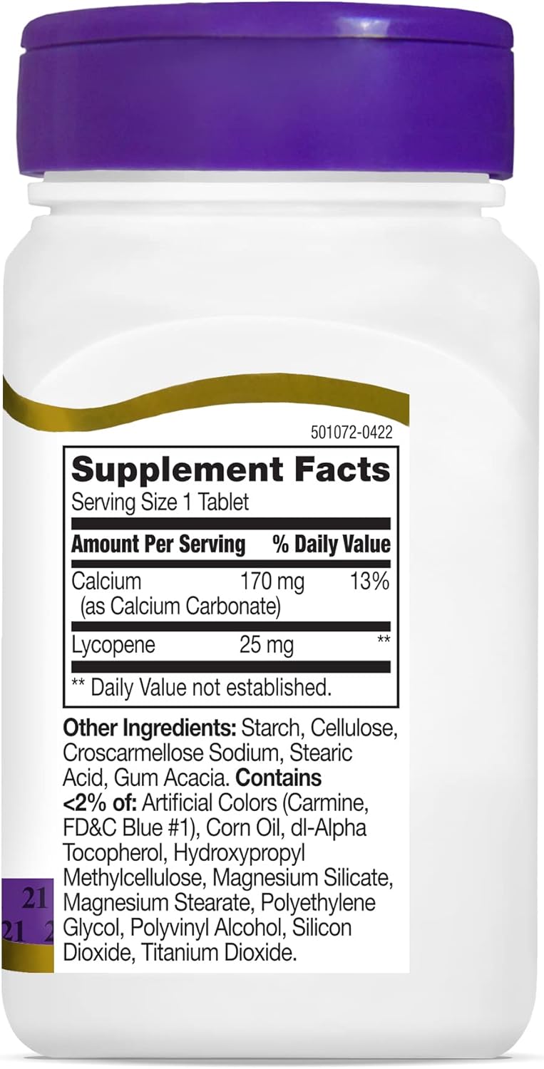High-Potency 21st Century Lycopene Tablets - 25mg, 60 Count