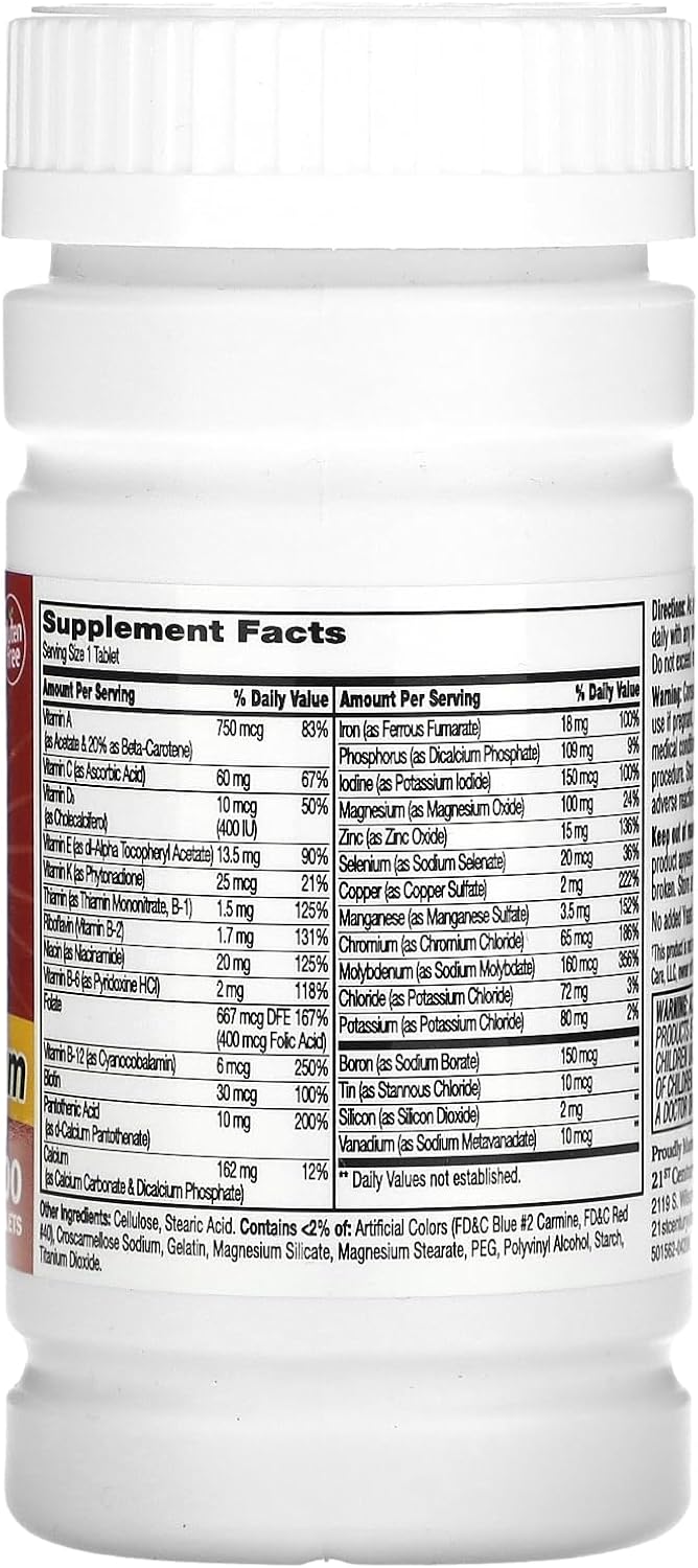 High Potency 21st Century One Daily Multivitamin Supplement - 100 Tablets