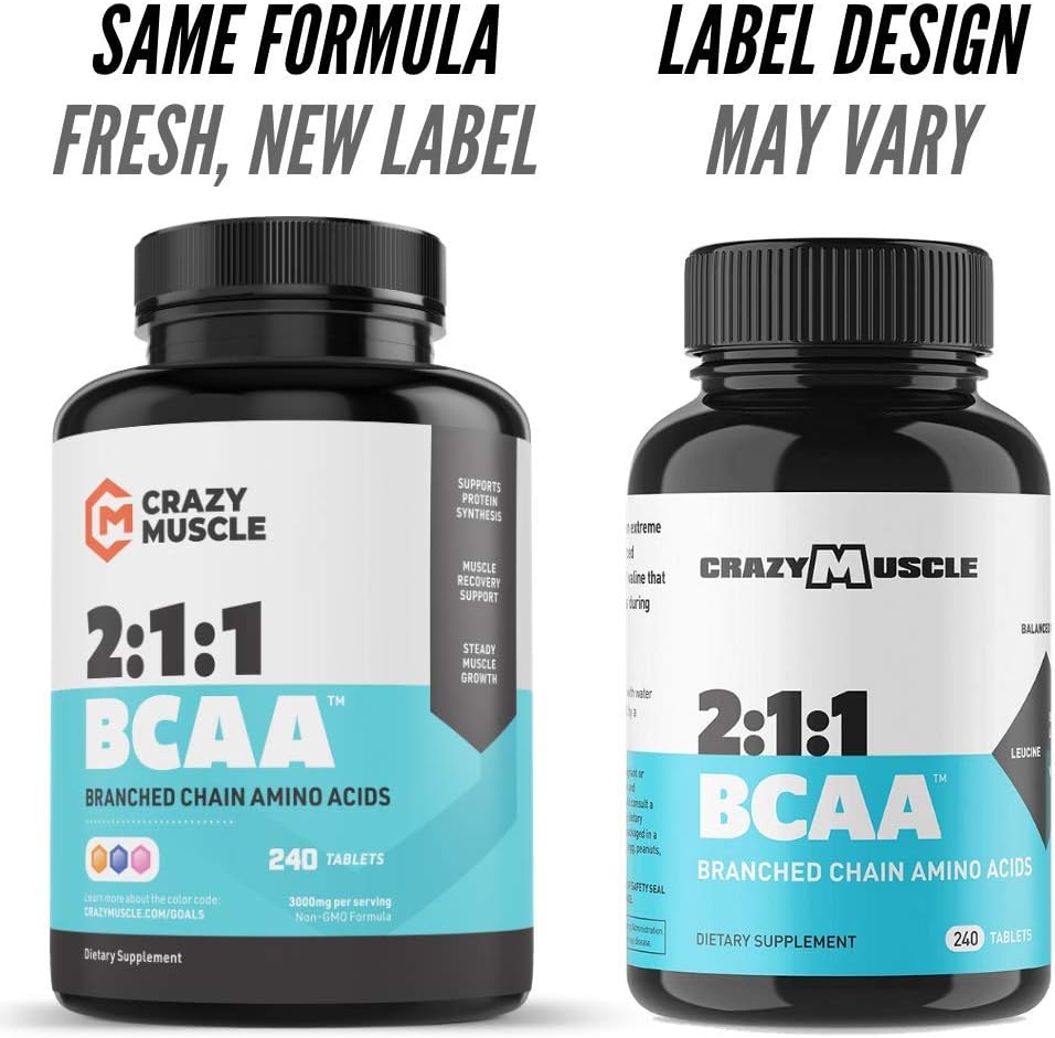 High-Potency 3000mg BCAA Pills (2 Month Supply) with 2:1:1 Ratio for Recovery and Growth - 240 Tablets