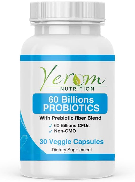 High-Potency 60 Billion CFU Probiotic Supplement by Yerom Nutrition