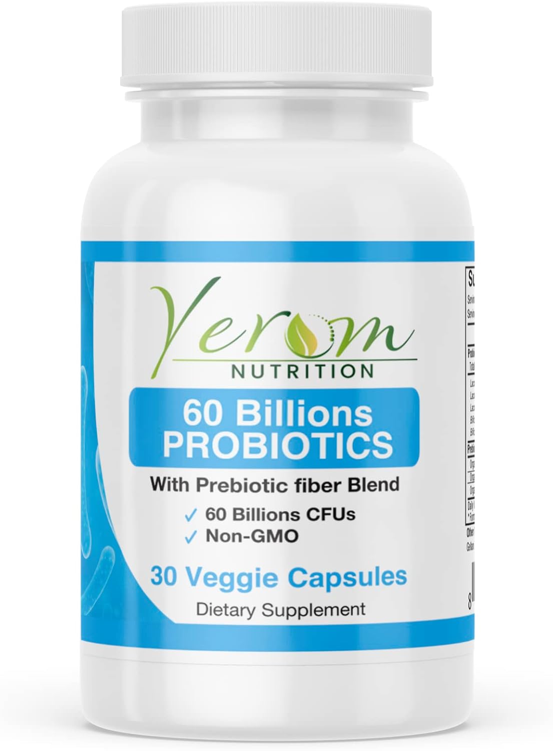 High-Potency 60 Billion CFU Probiotic Supplement by Yerom Nutrition