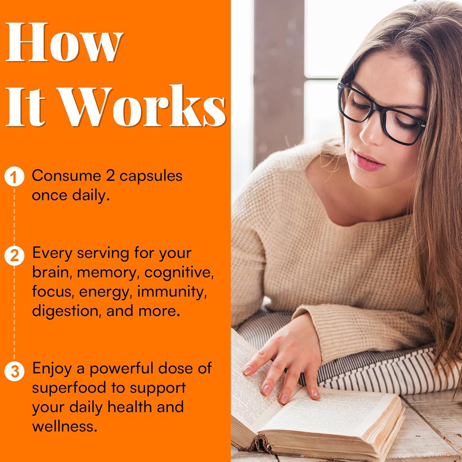 High Potency 70,000mg Lions Mane Supplement Capsules - Boost Memory, Focus, Energy, Mood & Immunity - 60 Capsules