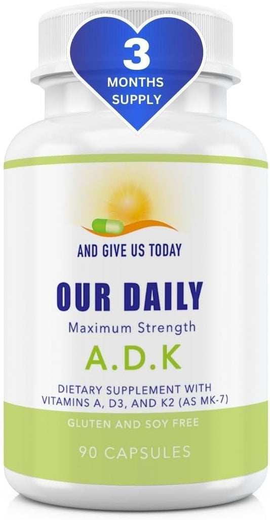 High Potency ADK Vitamin Supplement for Bone & Immune Support - Non GMO & Gluten Free Veggie Capsules