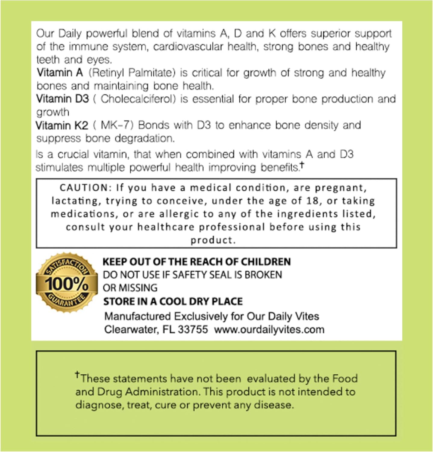High Potency ADK Vitamin Supplement for Bone & Immune Support - Non GMO & Gluten Free Veggie Capsules