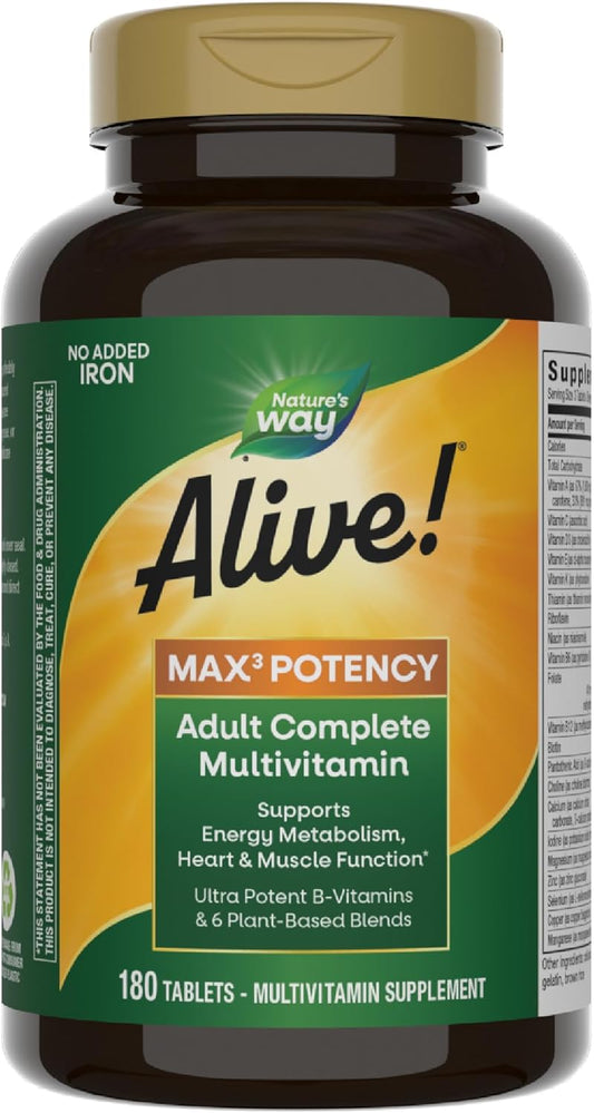 High-Potency Adult Multivitamin with B-Vitamins for Energy, Methylated B12 & Folate, 180 Tablets