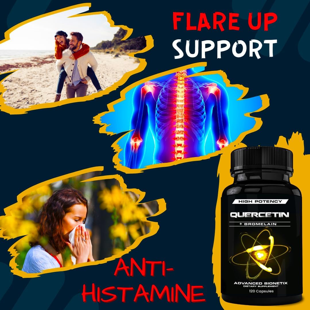 High Potency Advanced Bionetix Querce-Tal™ Quercetin + Bromelain Capsules for Anti-Oxidant, Heart & Immune Health (120 Veg Caps)