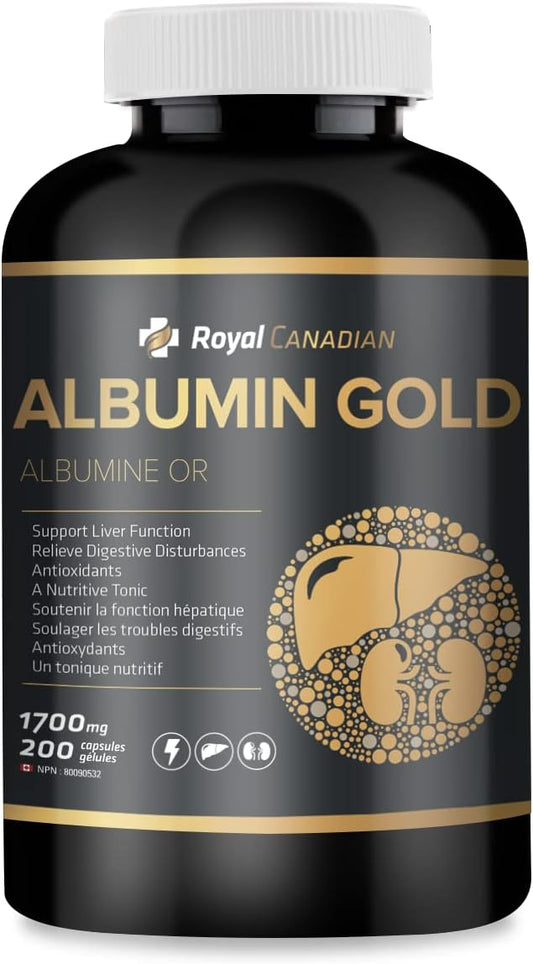 High-Potency Albumin Gold 1700mg Capsules for Liver & Kidney Health, Fatigue Recovery, Immune Support - 200 Count