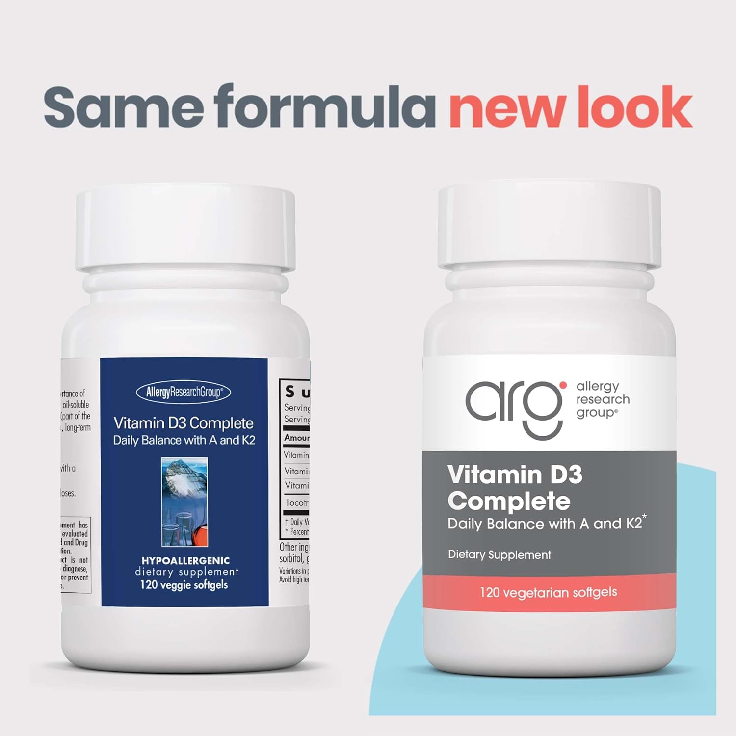 High Potency Allergy Research Group Vitamin D3 Complete Supplement with Vitamin K2, A, DeltaGold Tocotrienols - 120 Veggie Softgels