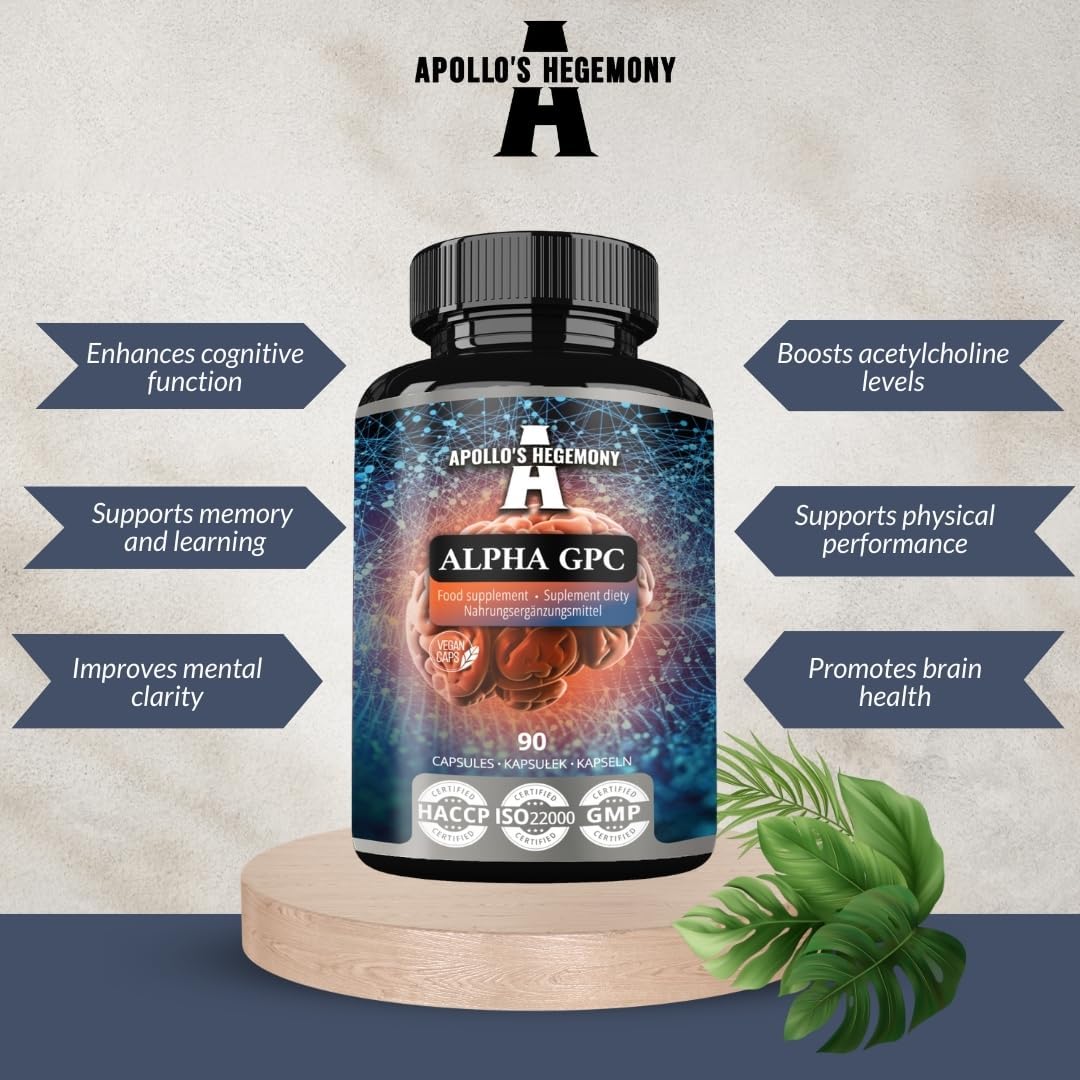 High Potency Alpha-GPC 600mg - 90 Vegan Choline Capsules - Memory and Concentration Supplement - 99% Choline Alfoscerate - Cognitive Support