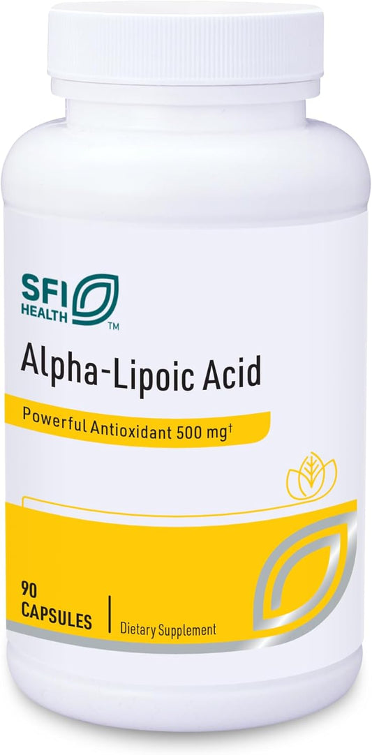 High Potency Alpha-Lipoic Acid 500mg Capsules - Antioxidant & Detox Support - Cardiovascular & Liver Health - 90 Count, Soy & Yeast Free