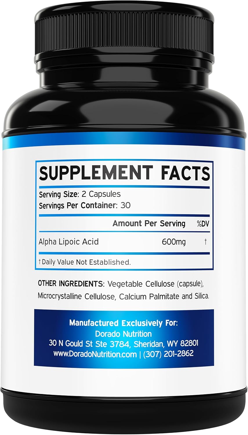 High Potency Alpha Lipoic Acid 600mg Capsules - Antioxidant for Neuropathy & Heart Health - Non-GMO, Gluten Free, Vegan - 60 Count - USA Made