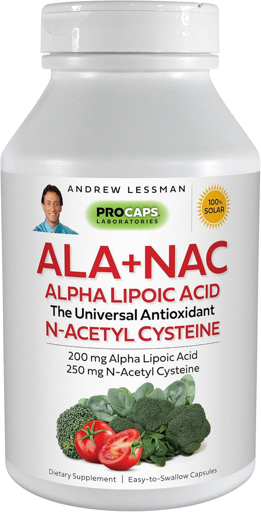 High-Potency Alpha Lipoic Acid & N-Acetyl-Cysteine Capsules - Antioxidant Support for Vital Organs, Energy Boost - No Additives