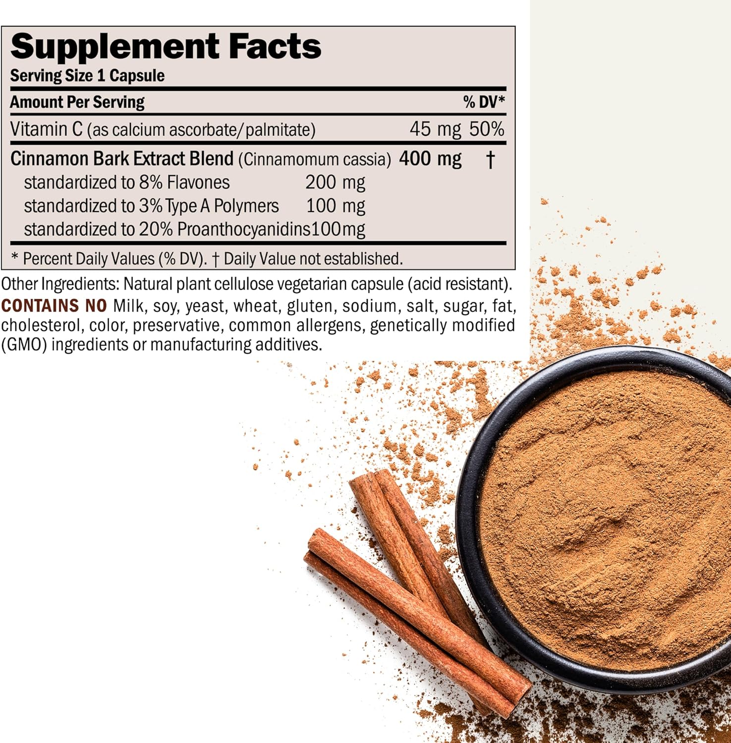 High Potency Andrew Lessman Cinnamon 400 Capsules - Standardized Extract, No Additives, Easy-to-Swallow