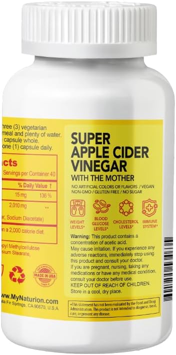 High-Potency Apple Cider Vinegar Capsules with The Mother & Zinc - Digestive, Detox & Wellness Support - 120 Vegan Capsules