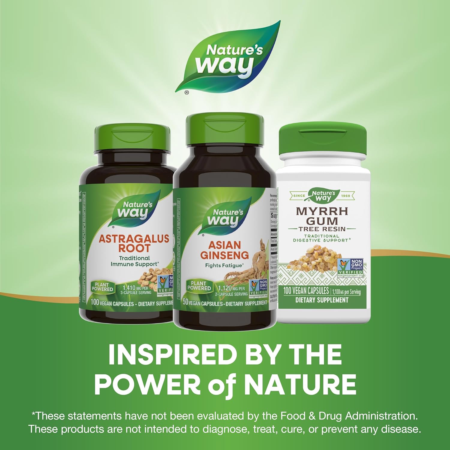 High Potency Asian Ginseng Capsules for Fighting Fatigue - 1,120mg per Serving, 50 Count