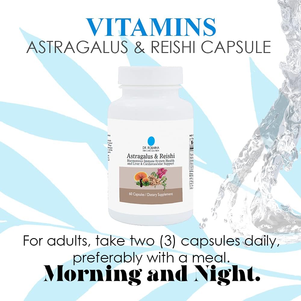 High-Potency Astragalus & Reishi Capsules for Immune, Liver, and Cardiovascular Support - Vegan, Non-GMO - 60 Capsules
