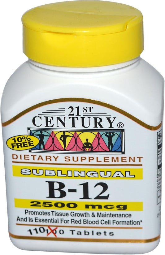 High Potency B-12 Supplement: 21st Century, 2500 mcg, 110 Tablets (2 Pack)