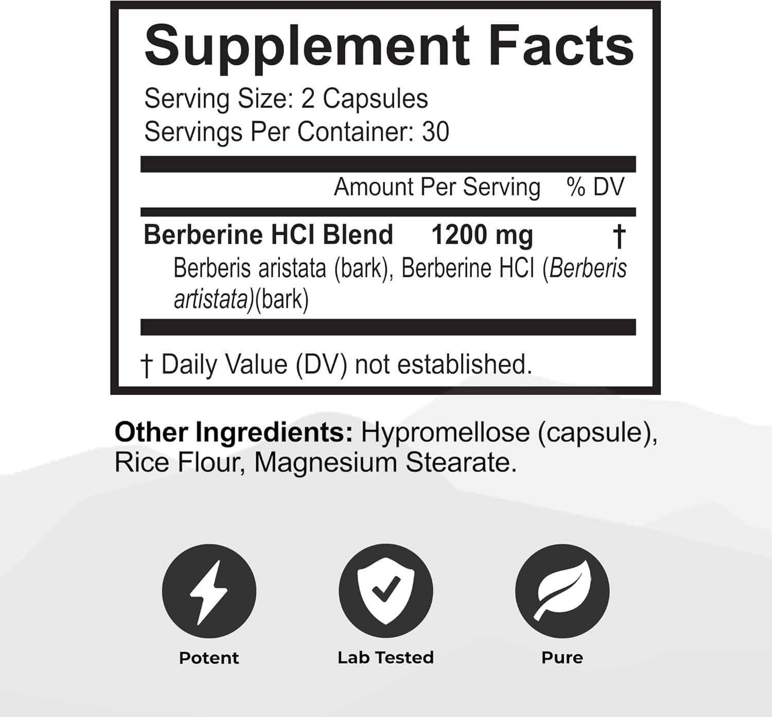 High Potency Berberine HCI Root Supplement - 1200mg Per Serving - Heart & Immune Support - Non-GMO & Gluten-Free - 60 Capsules