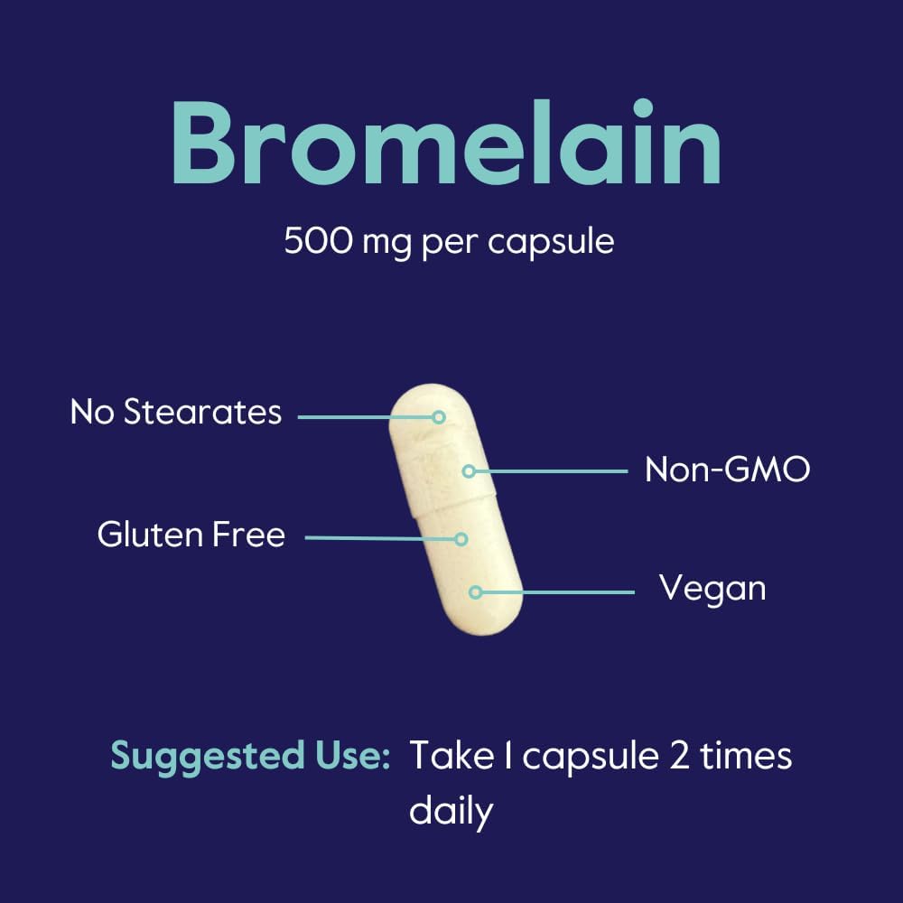 High Potency BESTVITE Bromelain 500mg Capsules - 2400 GDU/Gram - 120 Vegetarian Capsules - Vegan - Non GMO - Gluten Free