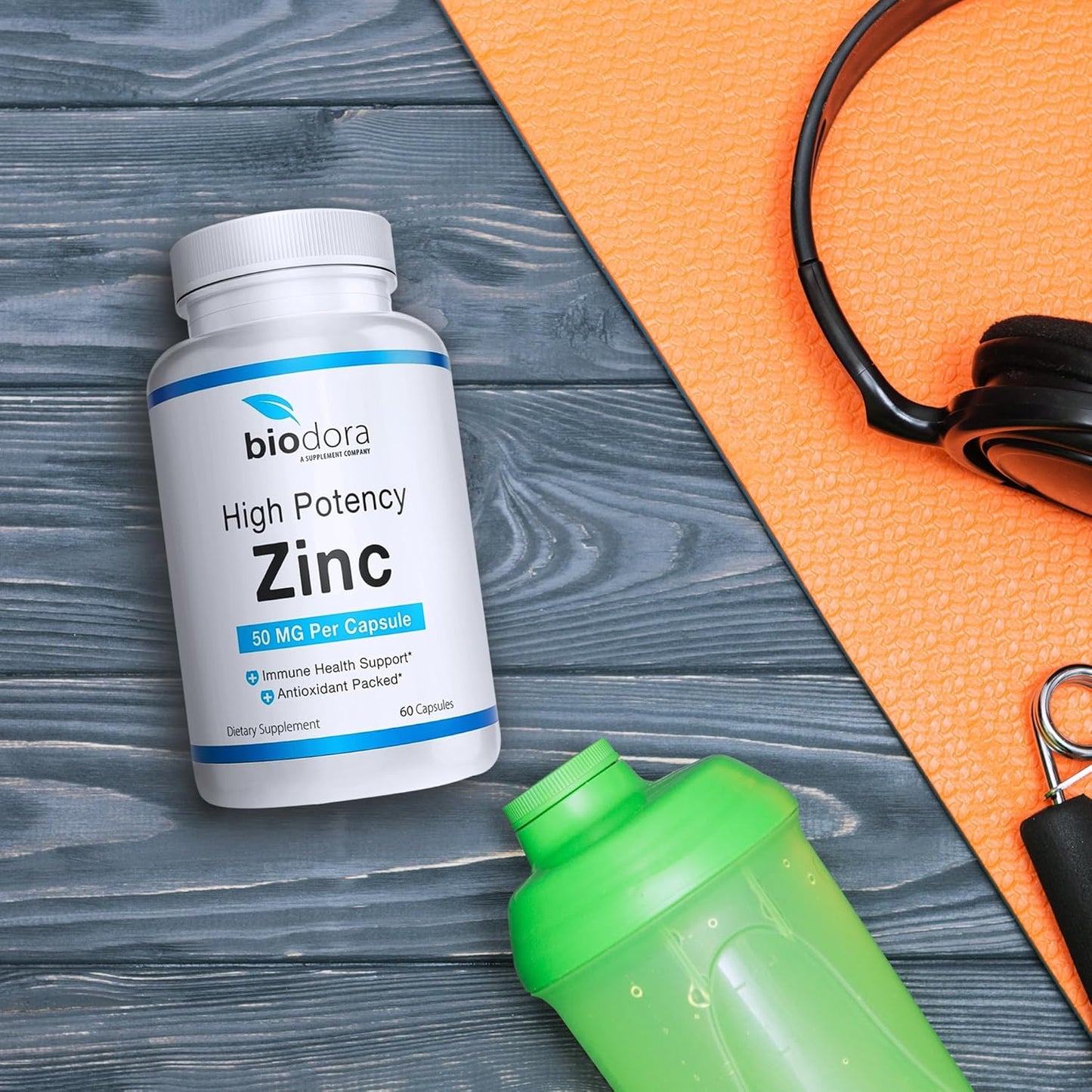 High Potency Biodora Zinc Supplement for Skin, Immune Support & Antioxidant - Vegan, 50mg Per Serving, 60 Capsules