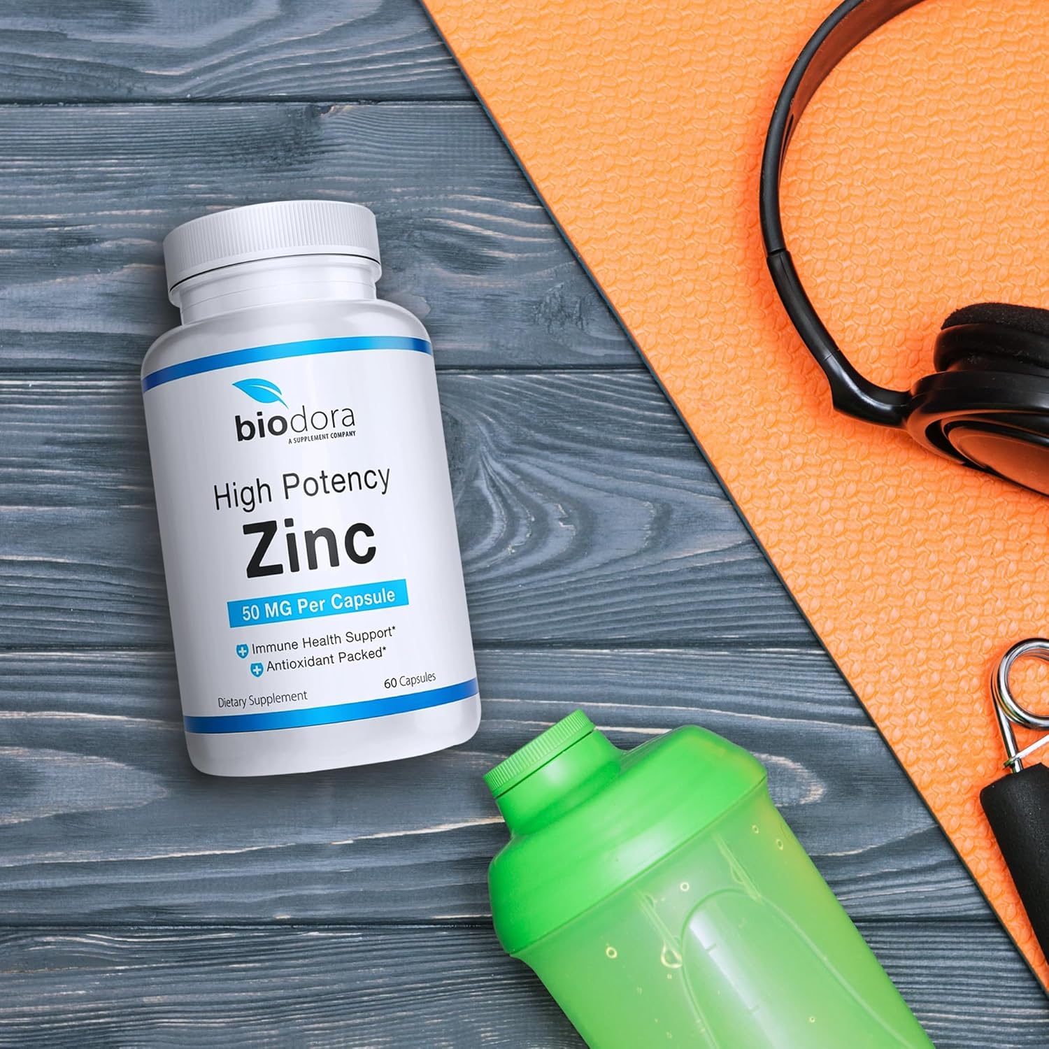High Potency Biodora Zinc Supplement for Skin, Immune Support & Antioxidant - Vegan, 50mg Per Serving, 60 Capsules