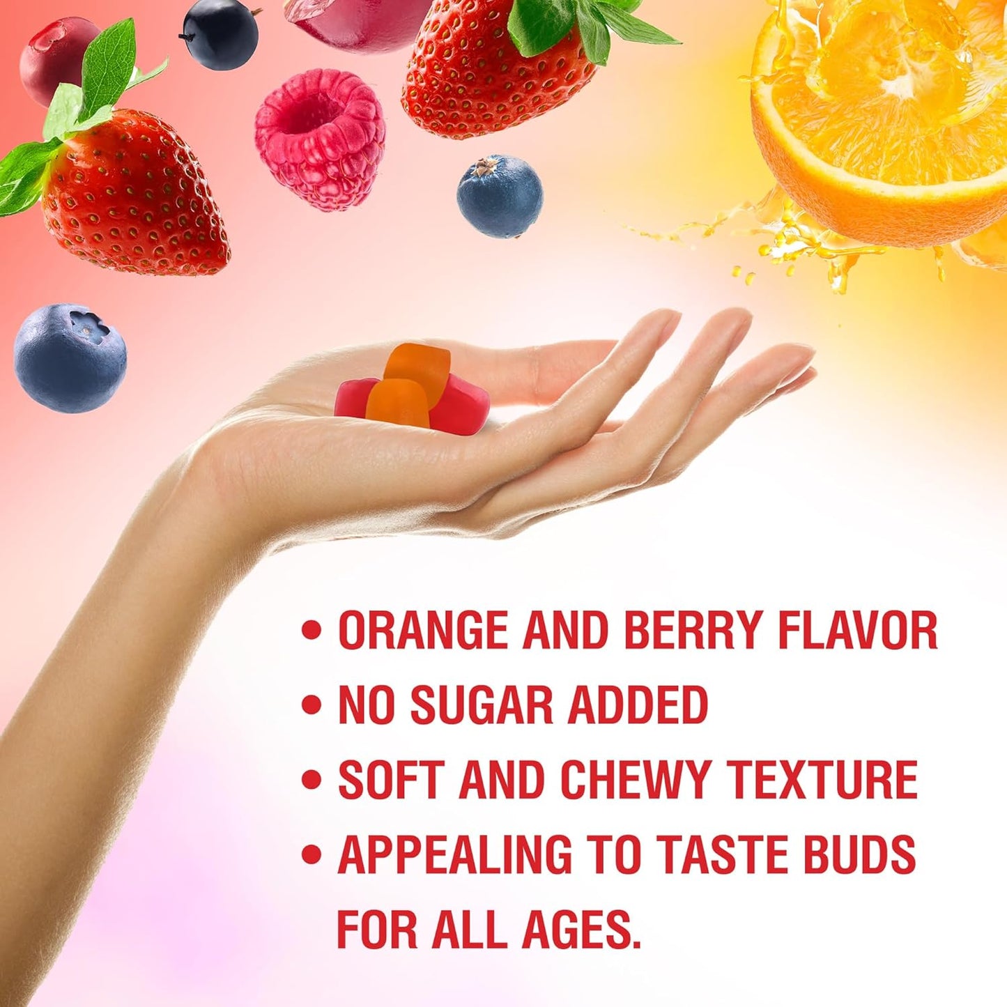 High Potency BionerLab Calcium Magnesium Zinc Gummies with Vitamin D3 & K2 for Enhanced Absorption - Orange and Berry Flavor