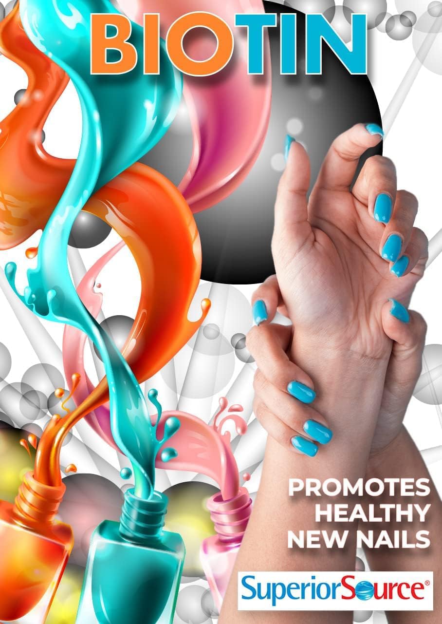 High Potency Biotin 10000 mcg MicroLingual Tablets - 60 Count - Promotes Healthy Hair, Skin, and Nails - Energy Metabolism Support - Non-GMO