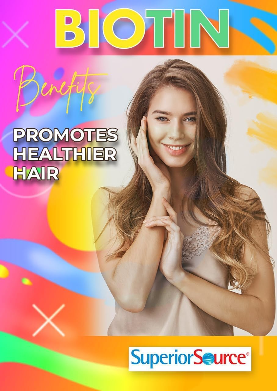 High Potency Biotin 10000 mcg MicroLingual Tablets - 60 Count - Promotes Healthy Hair, Skin, and Nails - Energy Metabolism Support - Non-GMO