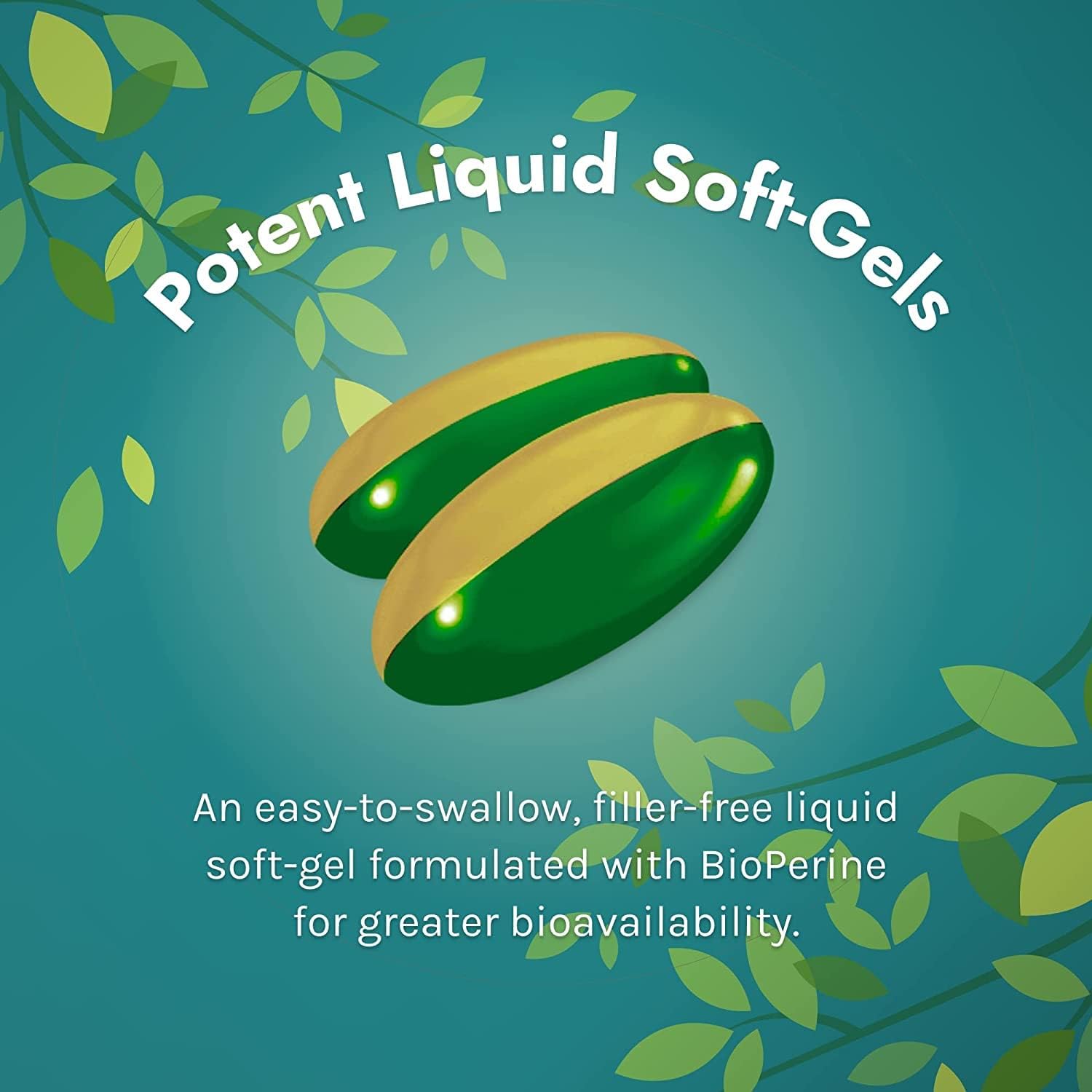 High Potency Biotin-6000 Supplement for Healthy Skin, Hair & Nails - Bamboo, Avocado, Coconut - 60 Liquid Softgels