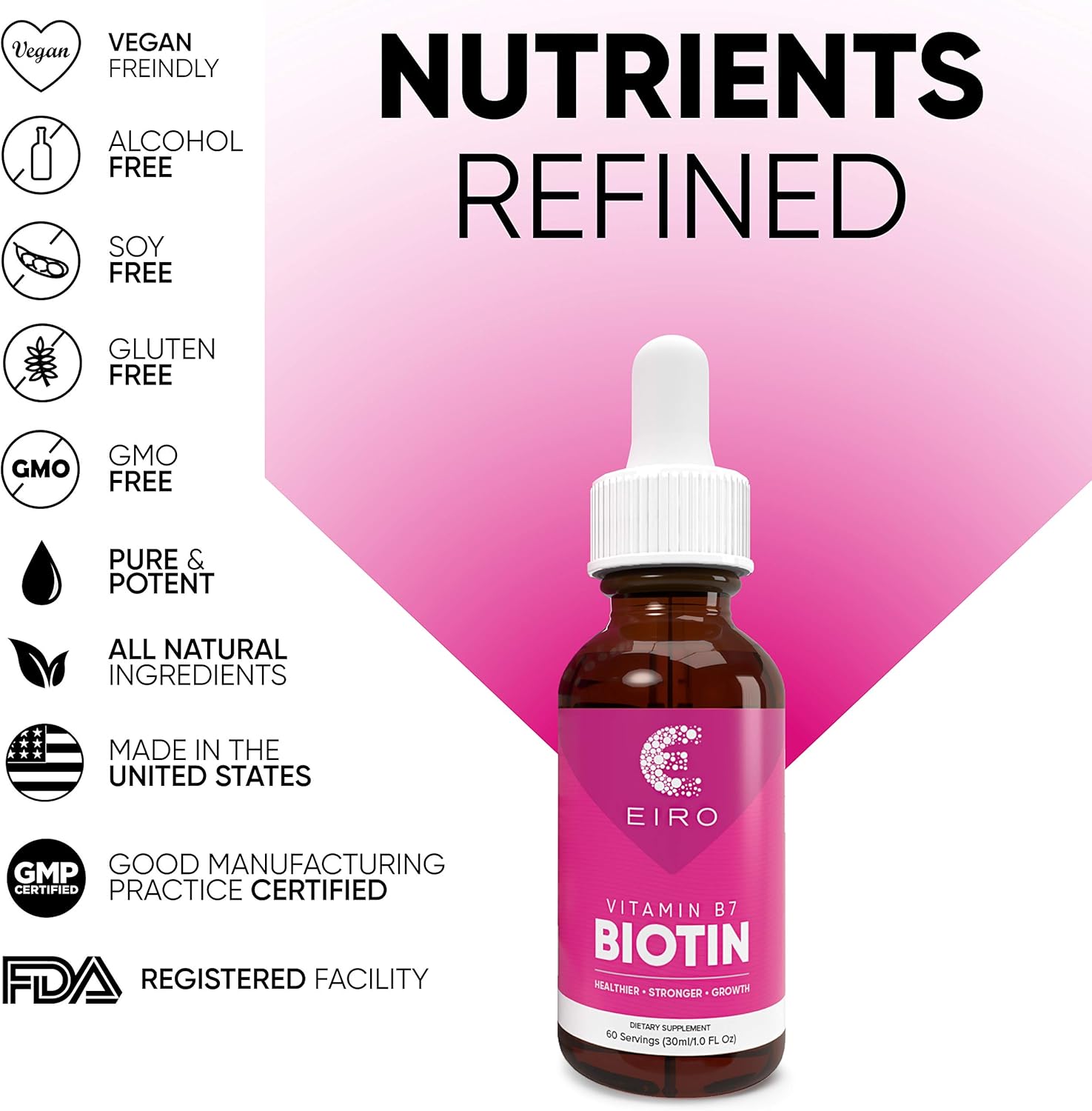 High Potency Biotin Drops | 6000mcg per Serving | Boost Hair and Nail Health | Fast Absorption Formula