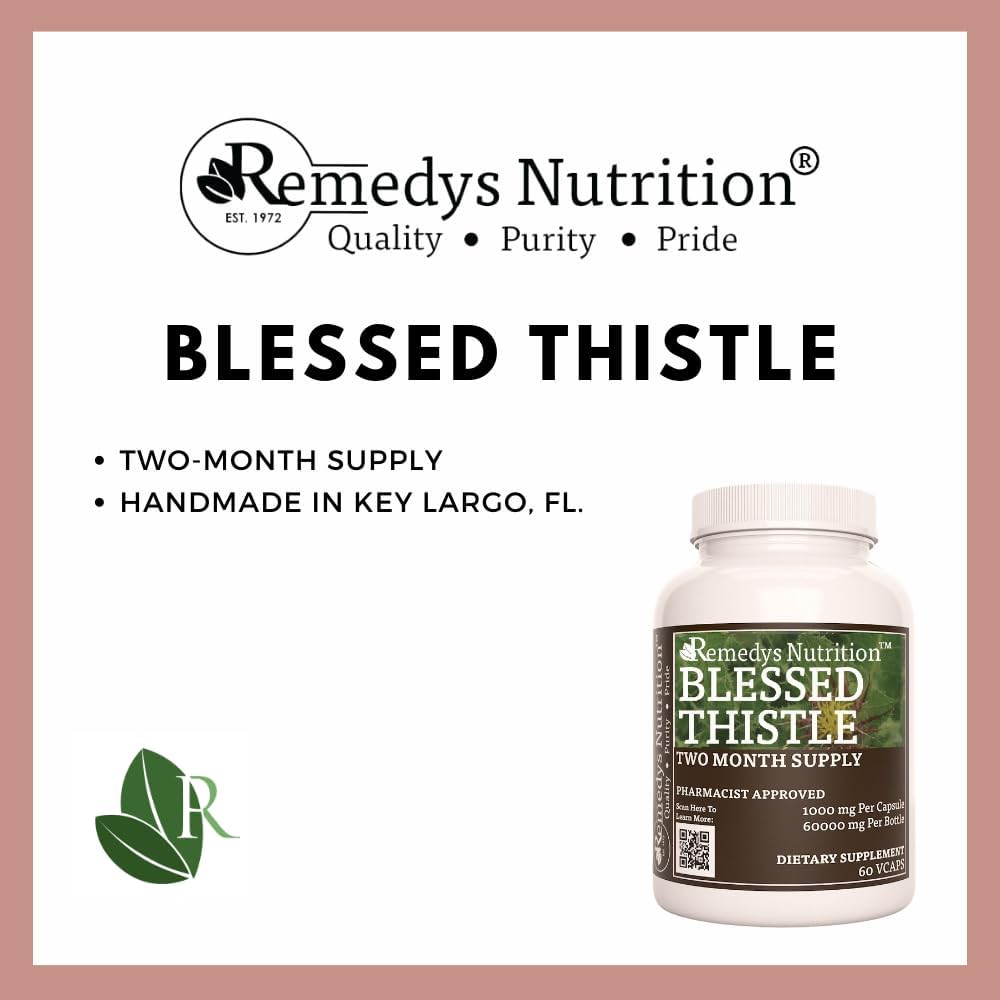 High Potency Blessed Thistle Capsules | 1,000mg, 60 Vegan Capsules | Herbal Dietary Supplement | Non-GMO & Gluten-Free