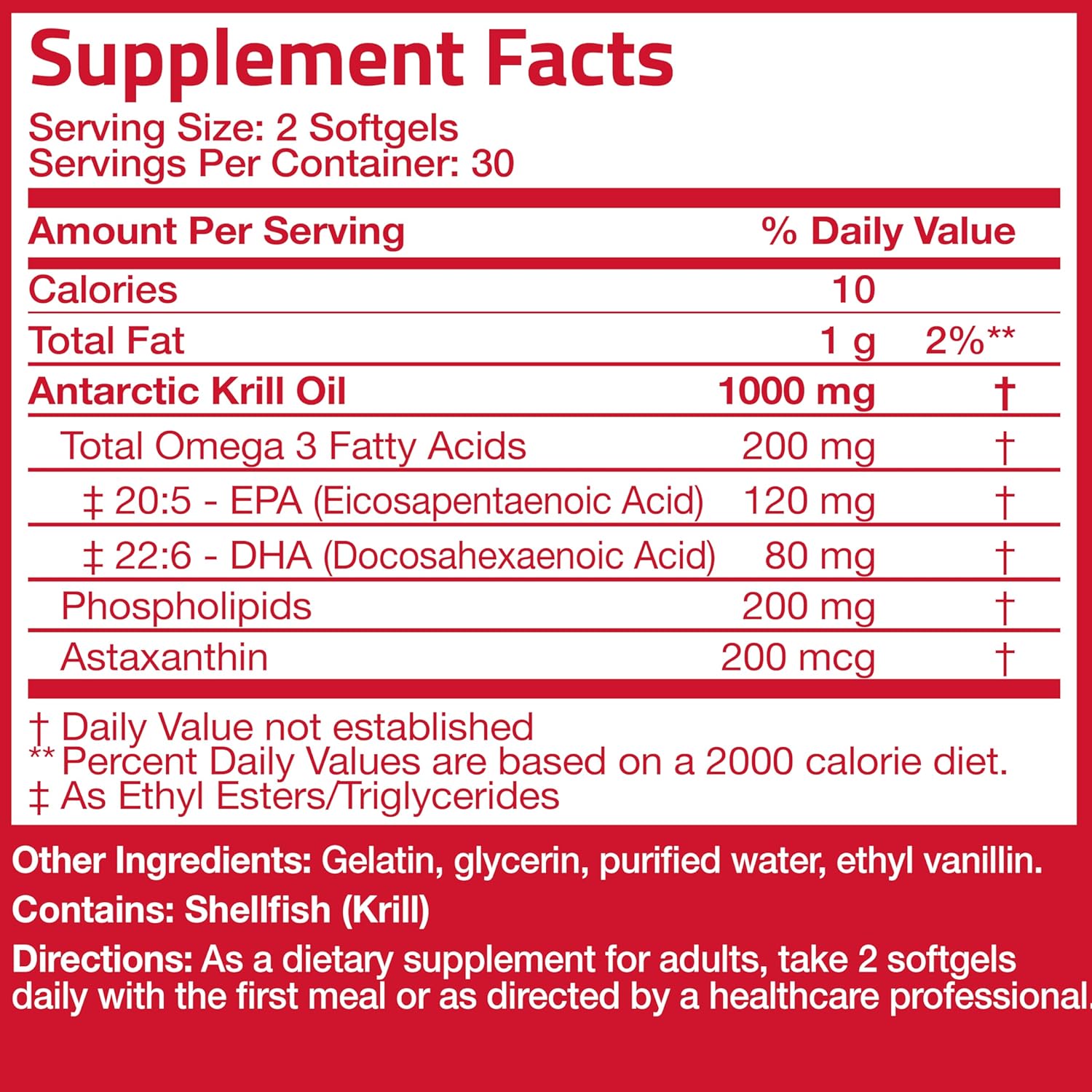 High Potency Bronson Antarctic Krill Oil Softgels with Omega-3s, Astaxanthin, and Phospholipids - 60 Count
