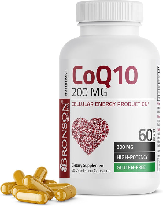 High Potency Bronson CoQ10 200 MG for Cellular Energy Production - 60 Vegetarian Capsules