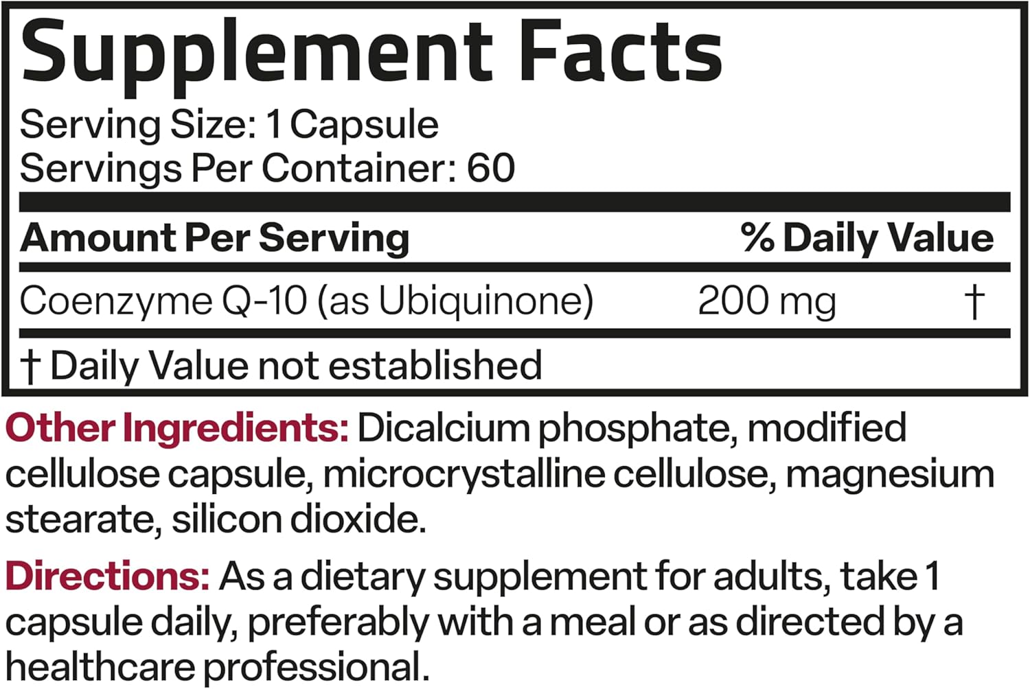 High Potency Bronson CoQ10 200 MG for Cellular Energy Production - 60 Vegetarian Capsules