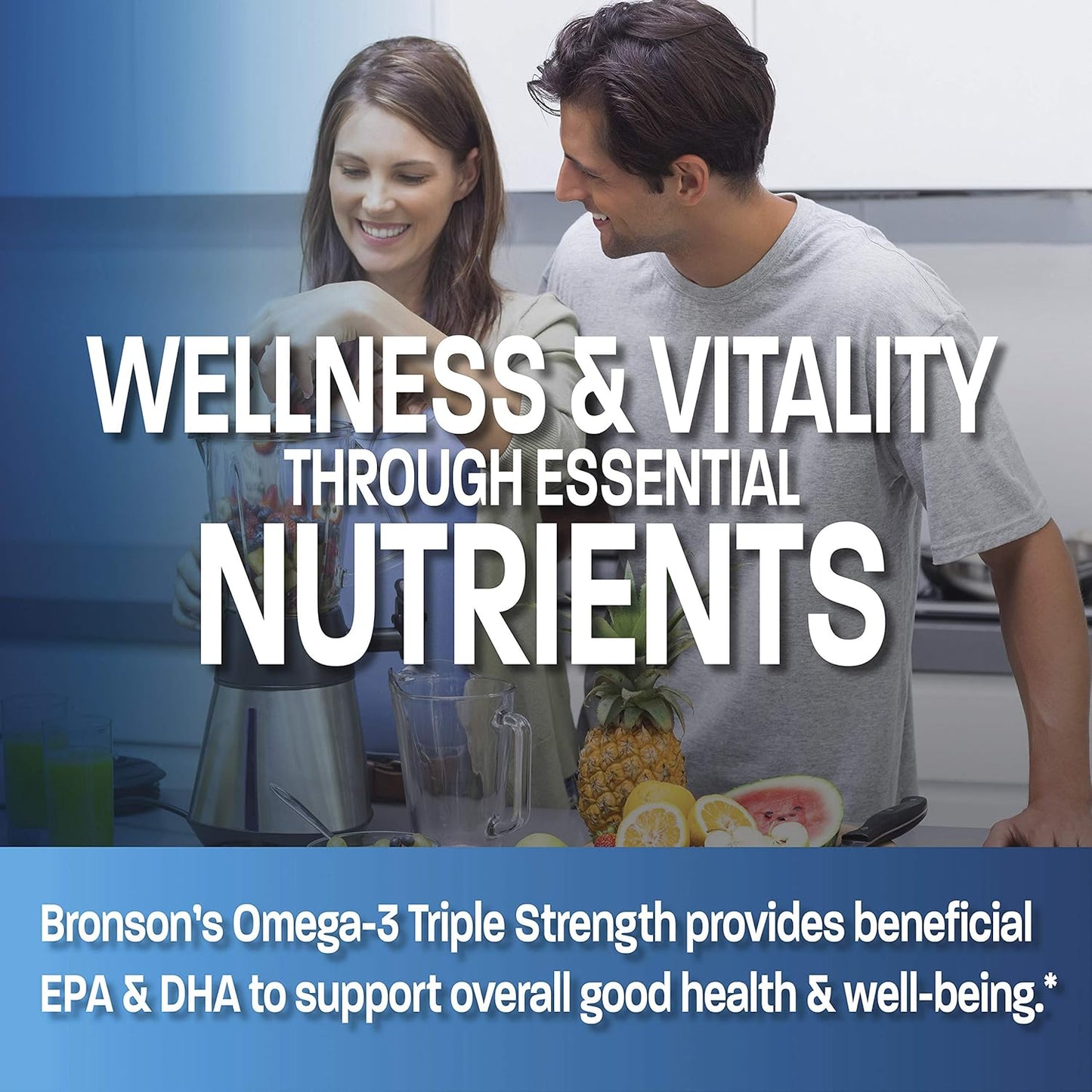 High Potency Bronson Omega-3 Fish Oil Supplement, Triple Strength 2720 mg, EPA 1250 mg DHA 488 mg, Non-GMO, Heavy Metal Tested, 180 Softgels