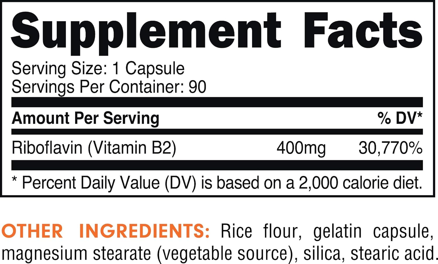 High Potency Bucked Up Vitamin B2 400mg Capsules for Energy & Immune Support (90 Servings)