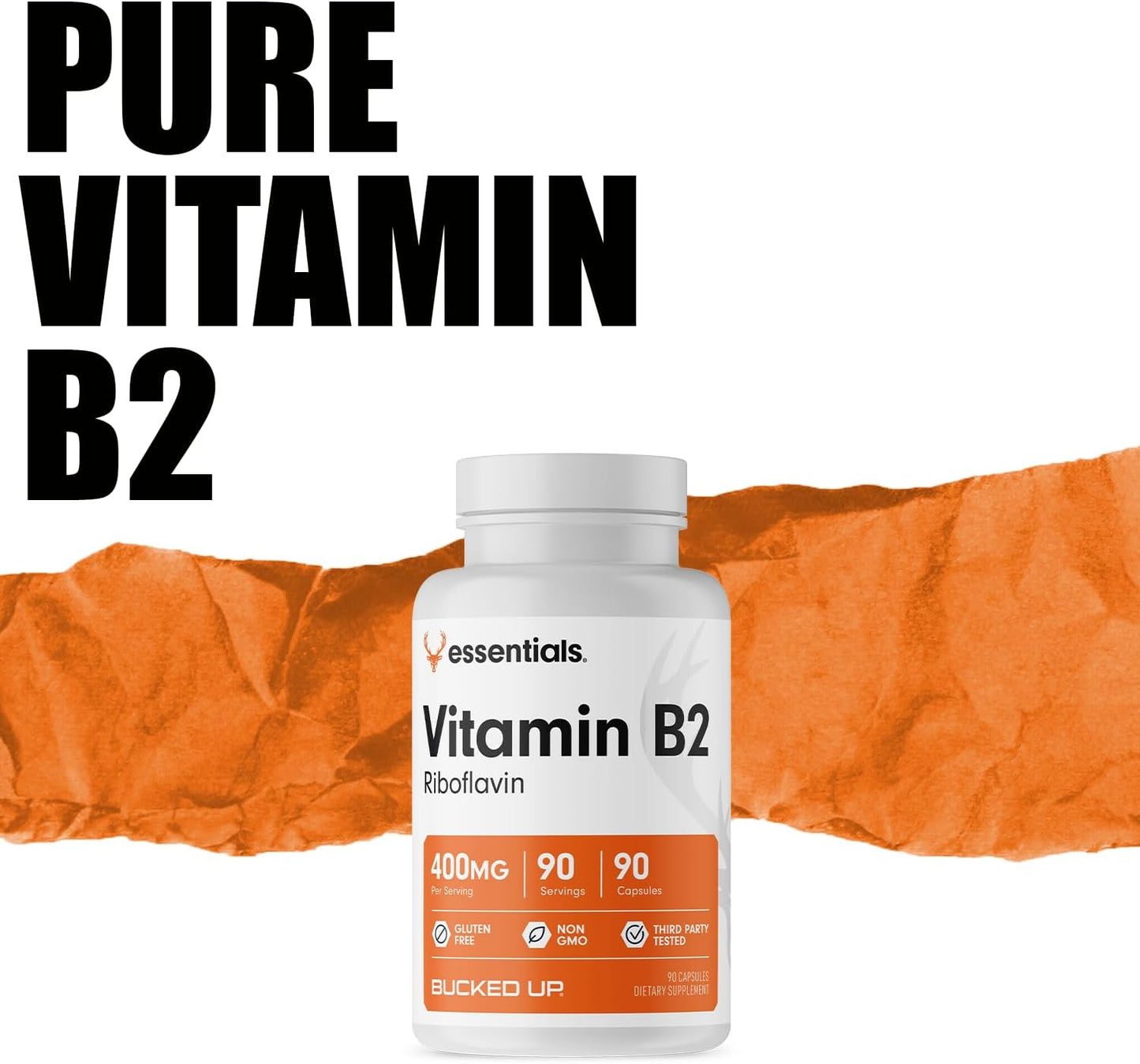 High Potency Bucked Up Vitamin B2 400mg Capsules for Energy & Immune Support (90 Servings)