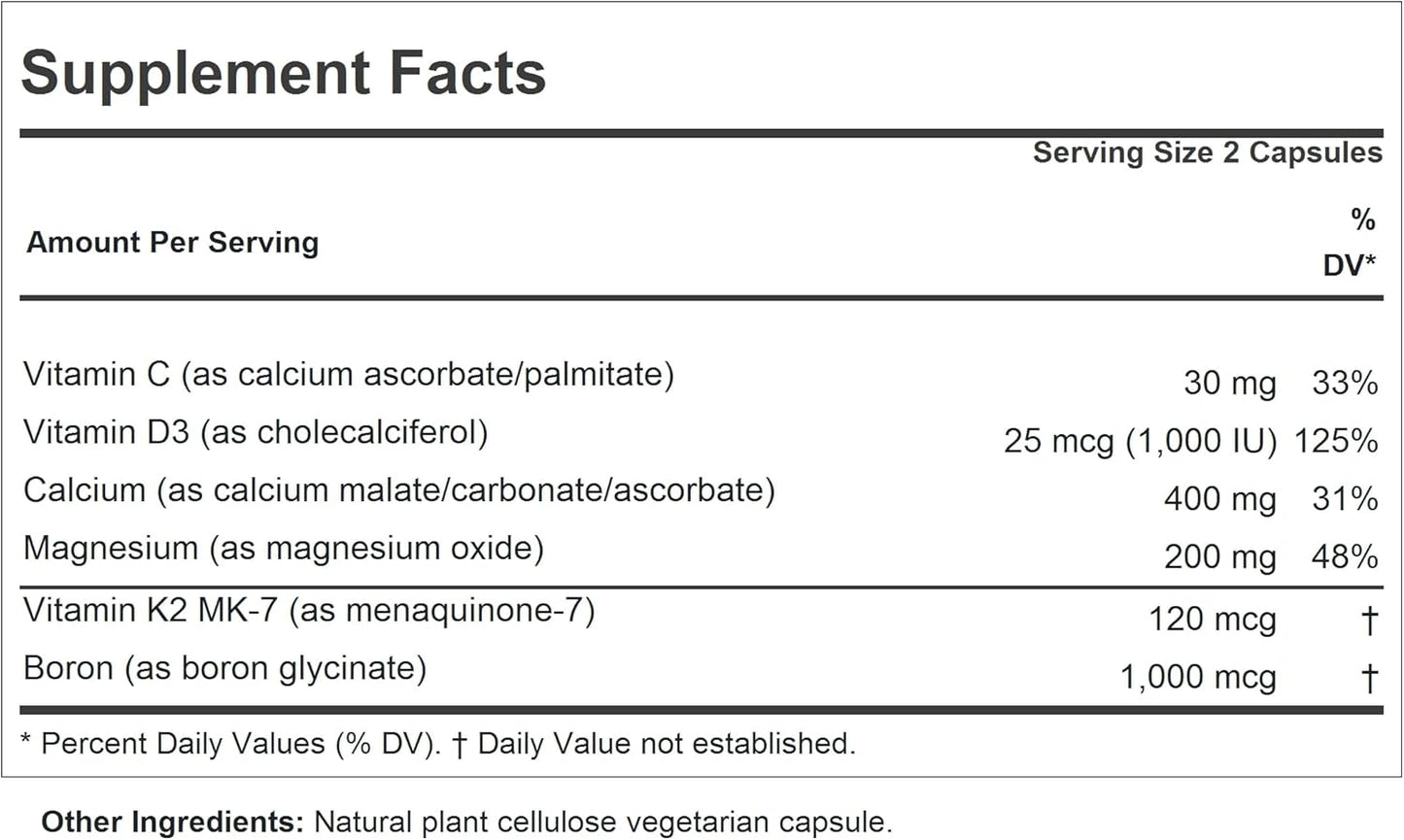 High-Potency Calcium-Magnesium Supplement with Vitamin D3 and K2 - 60 Capsules - Supports Bone and Skeleton Health, Easy-to-Swallow Formula