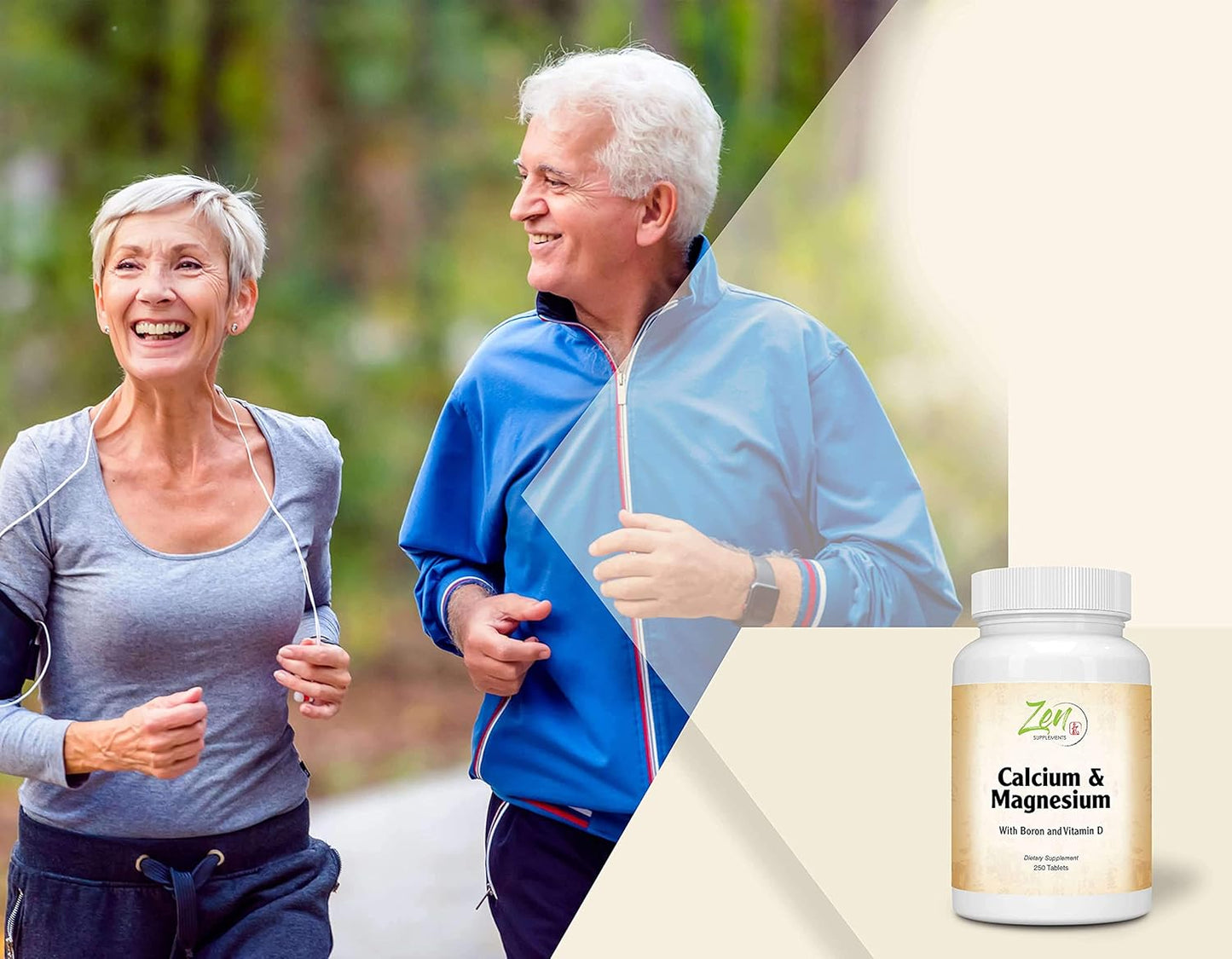 High Potency Calcium Magnesium Supplement with Vitamin D3 and Boron for Bone Health and Density - 250 Tablets by Zen Supplements